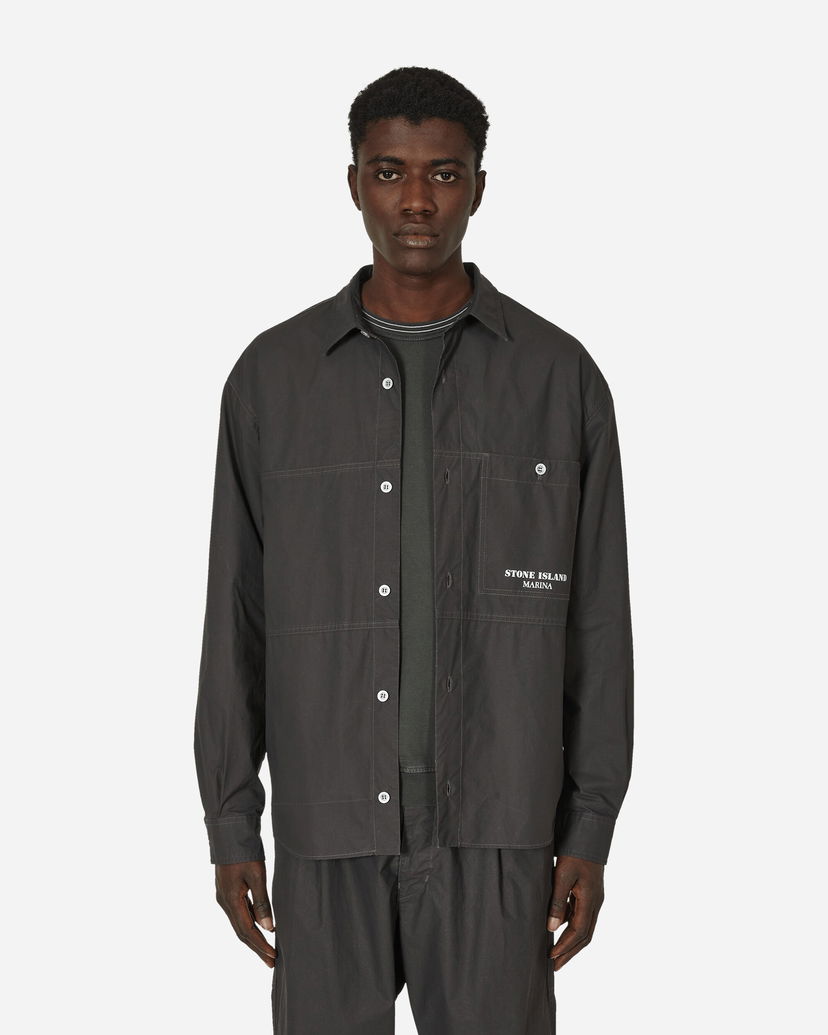 Paita Stone Island Marina Pleated Cotton Canvas Overshirt Harmaa | 8015109X3 V0065