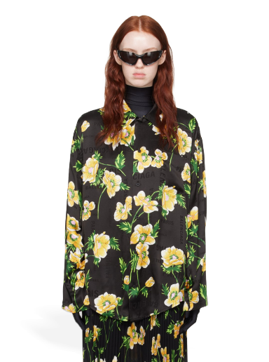 Paita Balenciaga Floral Shirt Musta | 681631 TPL45