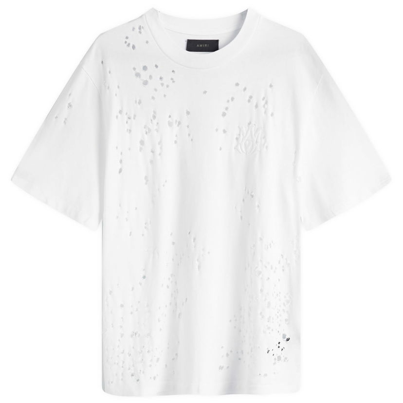 T-paita AMIRI Shotgun Embroidered Logo T-Shirt With Distressing Valkoinen | AMJYTE1059-100
