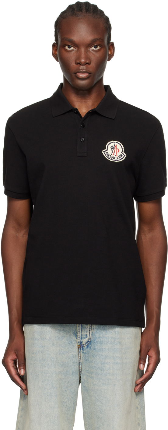 Poolopaita Moncler Black Logo Patch Polo Musta | J20918A0000589A16