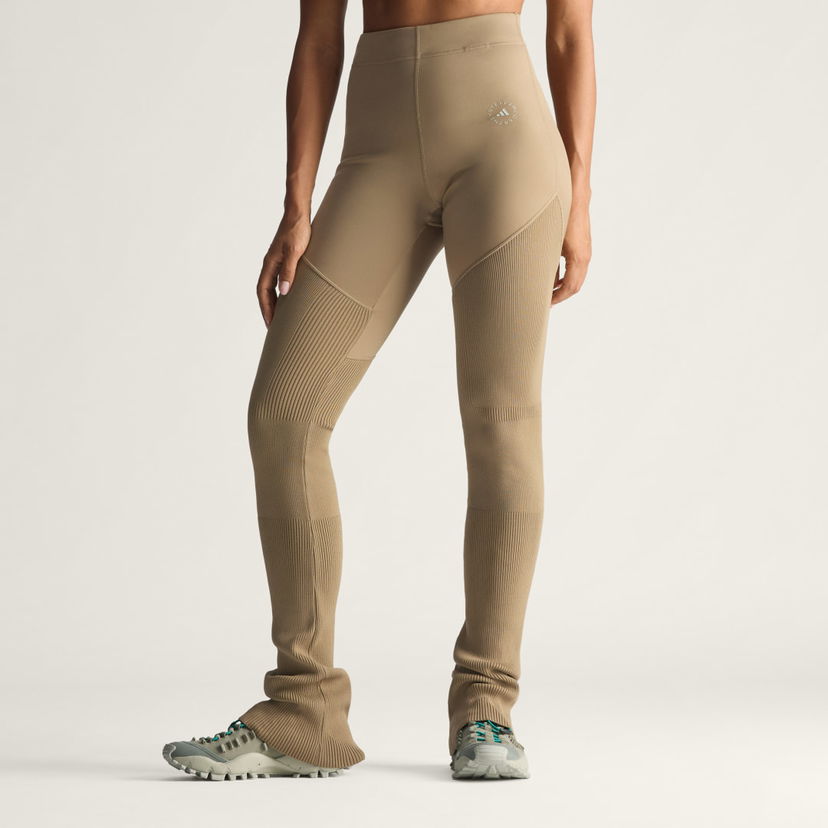 Leggingsit adidas Performance Stella McCartney Mix High-Waist Ribbed Knitted Leggings Beige | JL6600
