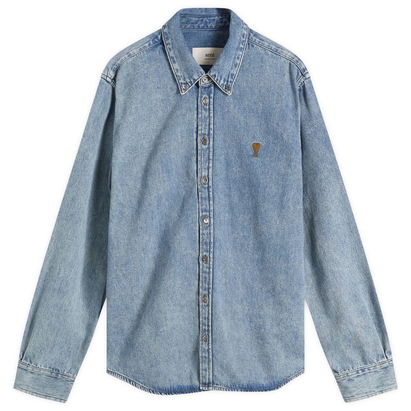 Paita AMI AMI Paris Light Denim Shirt, Size Large Sininen | H25USH786-DE0056-480H25