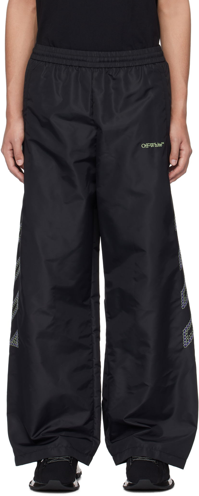 Verryttelyhousut Off-White Diag Outl Nylon Faille Track Pants Musta | OMCJ038S25FAB0011050