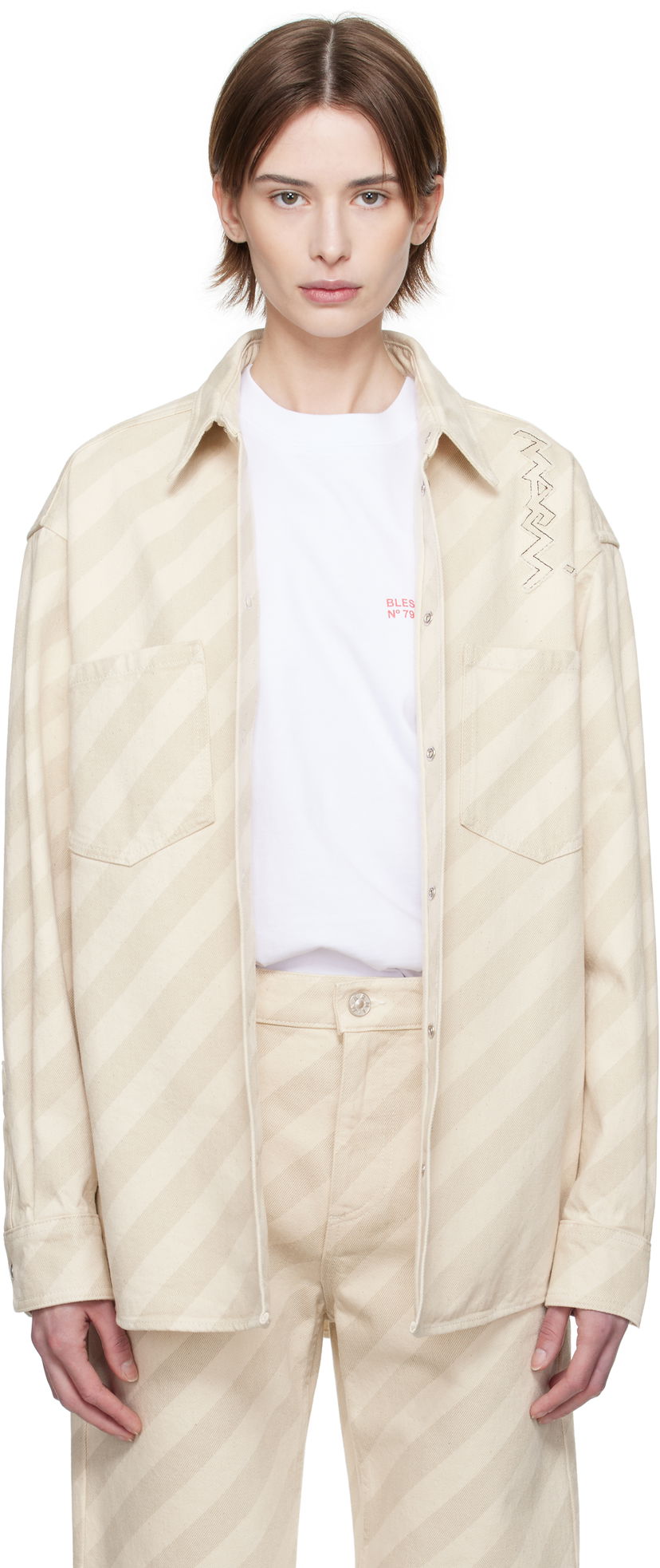 Paita Marni Marni Boxy Denim Shirt Beige | CAJD0601S0 USCX37