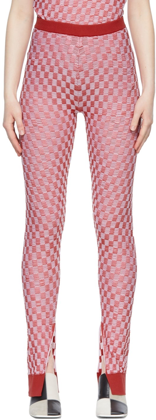 Leggingsit Maison Margiela Checkered Nylon Leggings Punainen | S62KB0105 S17975