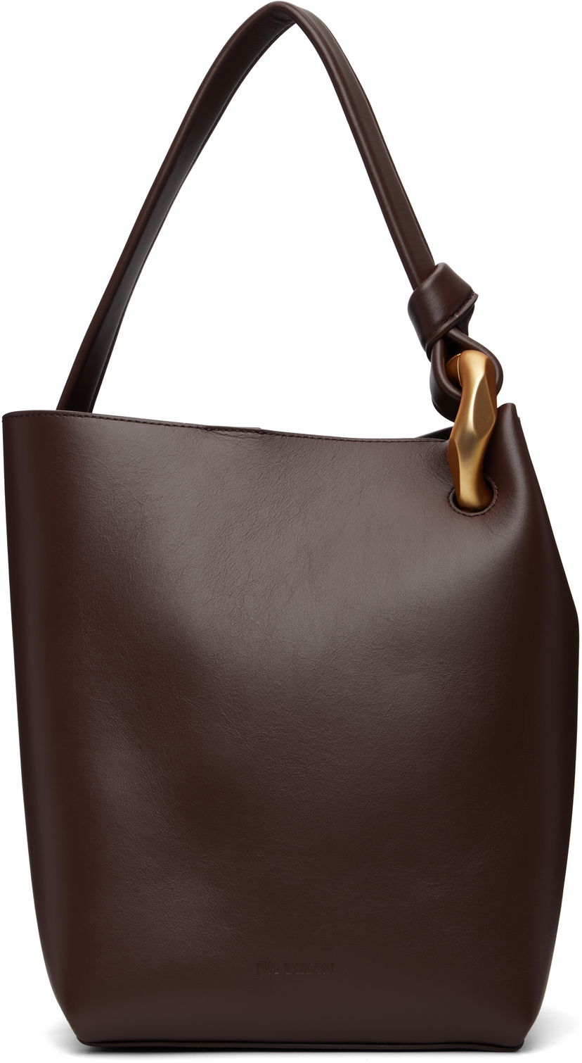 Kangaskassi JW Anderson JW Anderson 'The JWA Corner Bucket' Leather Tote with Sculptural Handle Ruskea | HB0737-LA0232