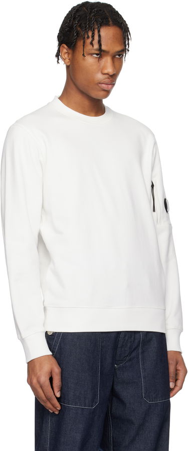 Villapaita C.P. Company C.P. Company Diagonal Raised Fleece Crewneck Lens Sweatshirt Valkoinen | 18CMSS023A-005086W, 1