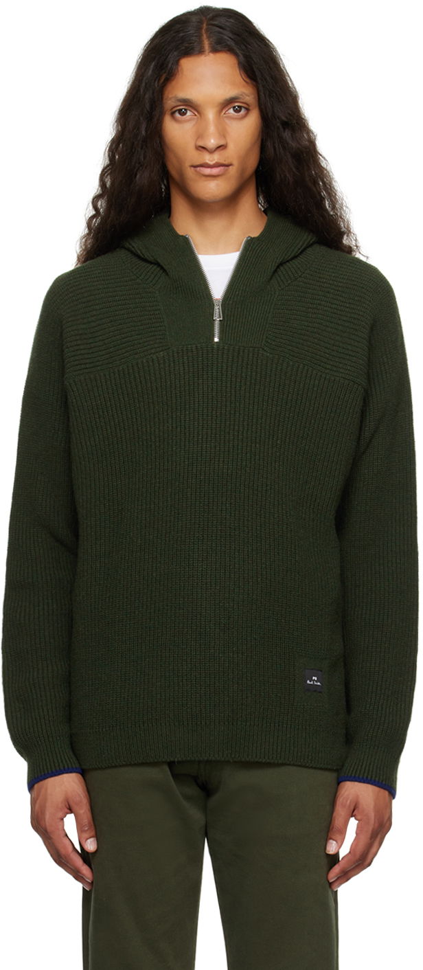 Villapaita Paul Smith PS Paul Smith Half-Zip Knit Hoodie Vihreä | M2R-234Y-L21938-39