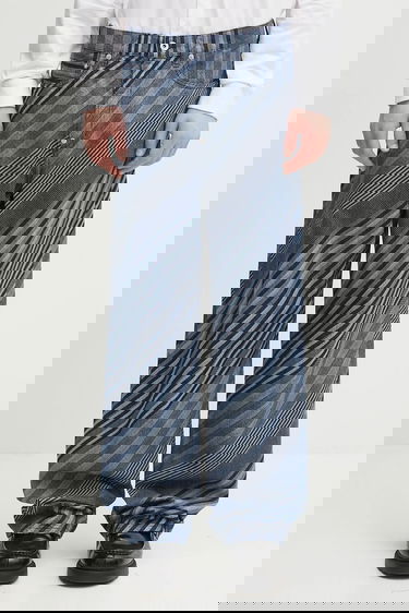 Jeans KENZO Kenzo Diagonal Stripe Turn Up Wide Fit Jeans Sininen | FF65DP4216Z1, 0