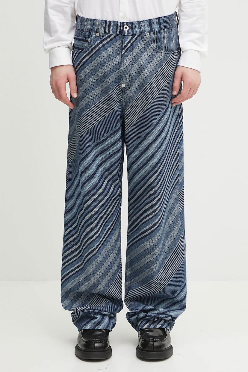 Jeans KENZO Kenzo Diagonal Stripe Turn Up Wide Fit Jeans Sininen | FF65DP4216Z1