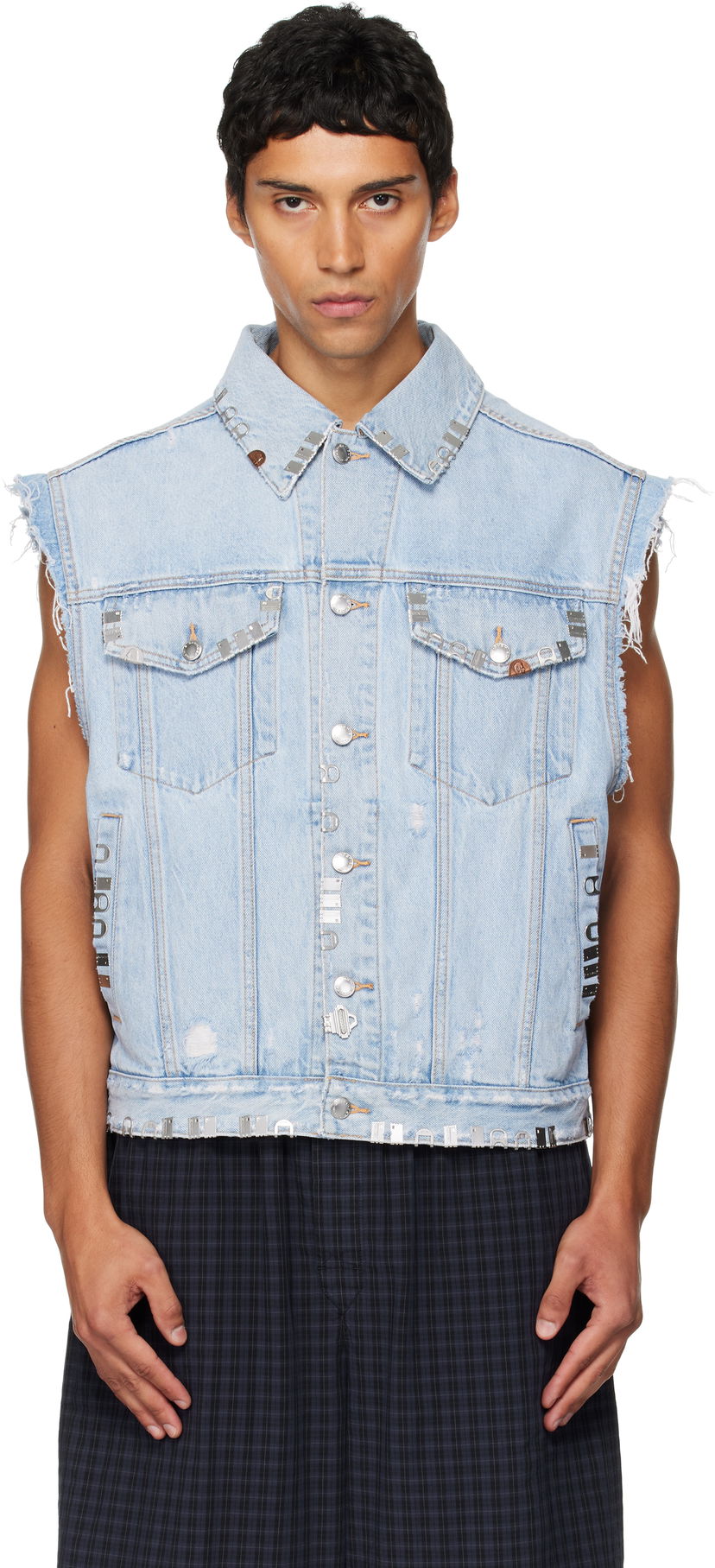 Liivi Alexander Wang Alexander Wang Distressed Oversized Hardware Denim Vest Sininen | UDC3252816