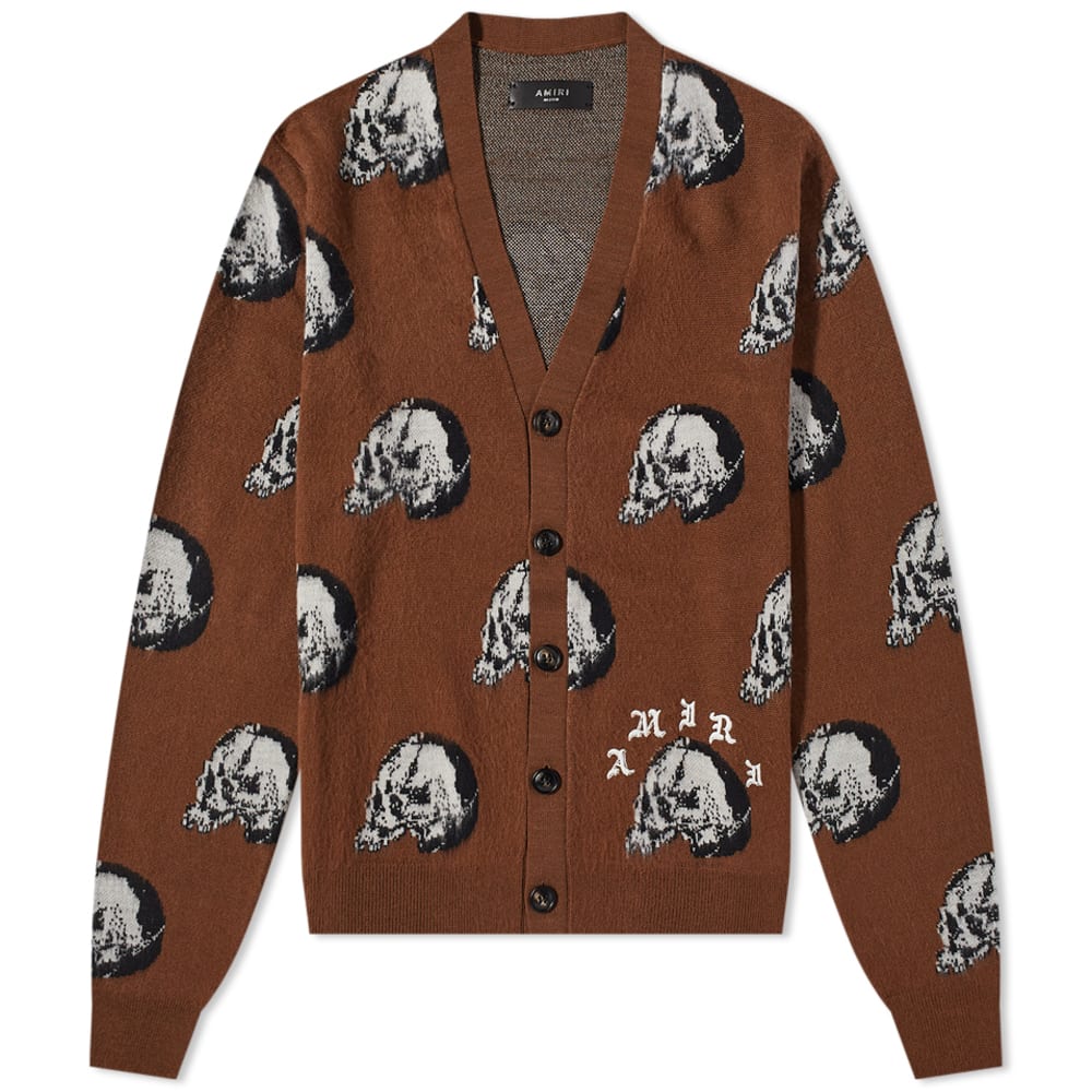 Villapaita AMIRI Wes Lang Checkered Cardigan Ruskea | AW22MKC009-BRN, 0