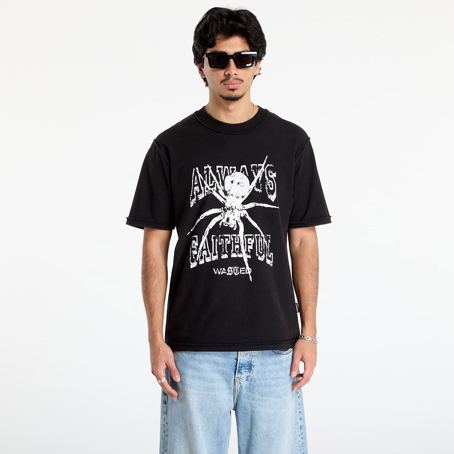 T-paita Wasted Paris T-Shirt Authentic Reverse Faded Always Faithful Spider Graphic Musta | WP_000322, 0