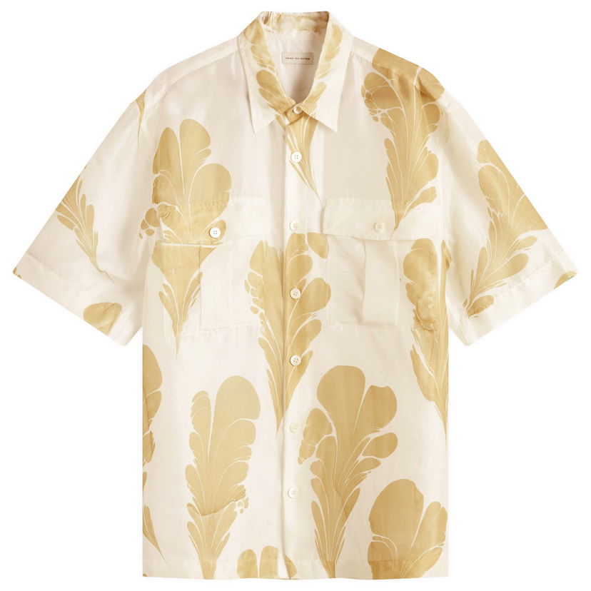 Paita Dries Van Noten Dries Van Noten Cass Print Vacation Shirt, Size Large Beige | 251-020724-1197-979