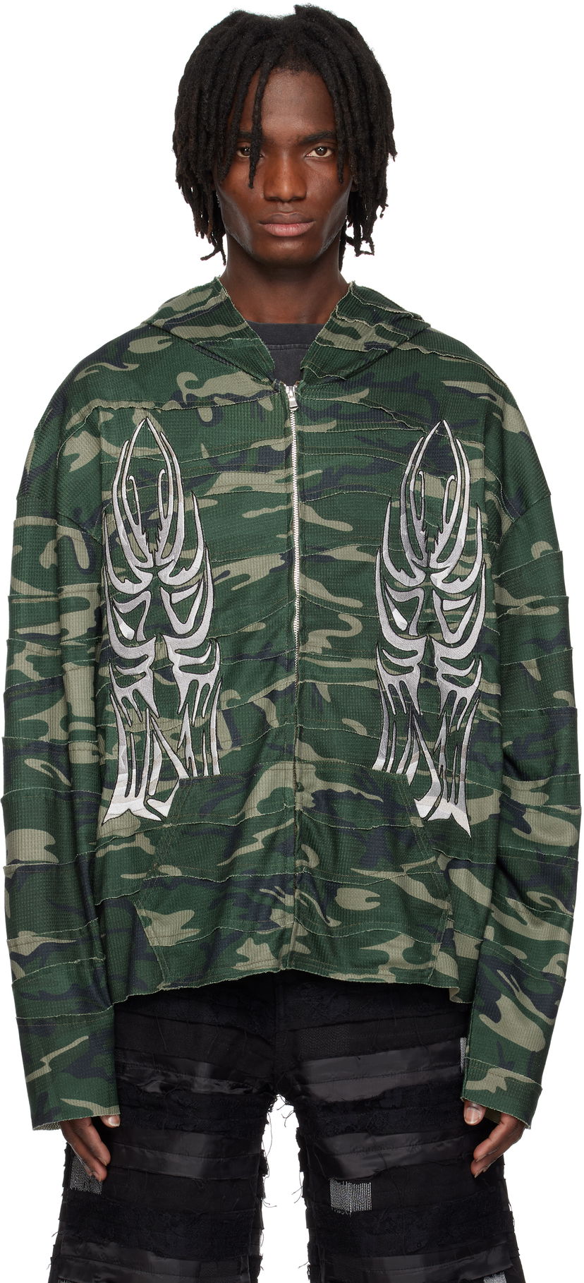 Huppari Who Decides War Who Decides War Winged Wavelength Camo Zip-Up Hoodie Vihreä | 1110650011SS25