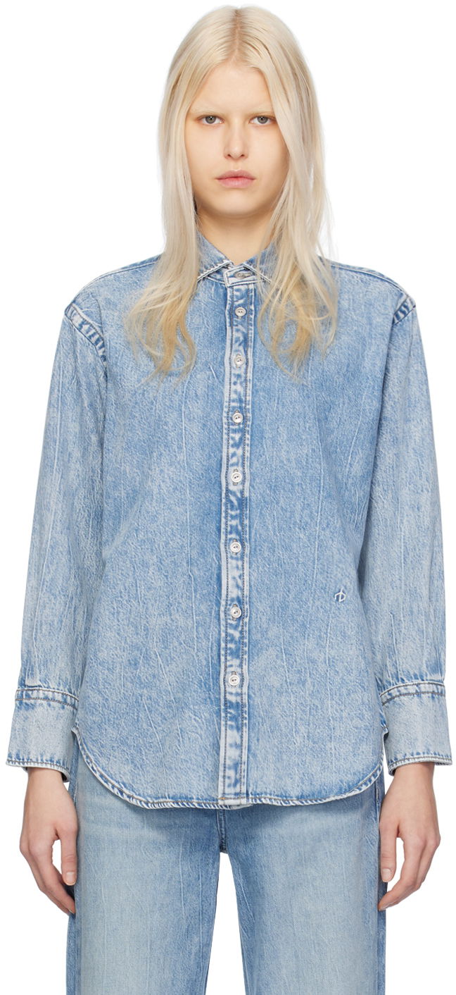 Paita rag & bone Diana Featherweight Denim Shirt Sininen | WDD23H1423FTMI