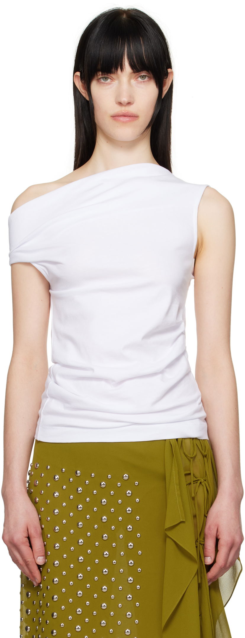 Tankkitoppi Dries Van Noten Dries Van Noten Off-Shoulder Jersey Tank Top Valkoinen | 251-011143-1603