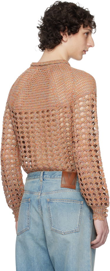 Villapaita Valentino Valentino Cotton & Linen Knit Polo Sweater Oranssi | 6V0KC34AAUTAH2, 2