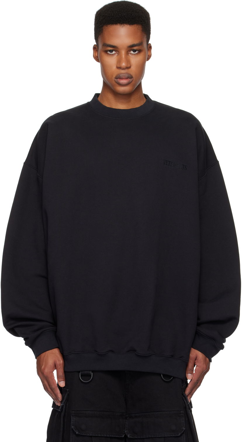 Huppari VETEMENTS Embroidered Logo Oversized Sweatshirt Musta | UA66CW640B