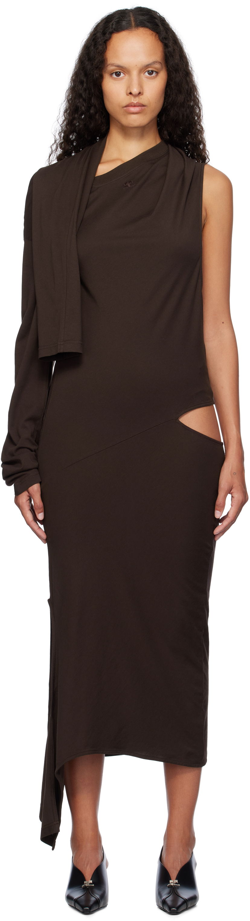 Mekko Courrèges Off Shoulder Midi Dress Ruskea | 424JRO486JS0175