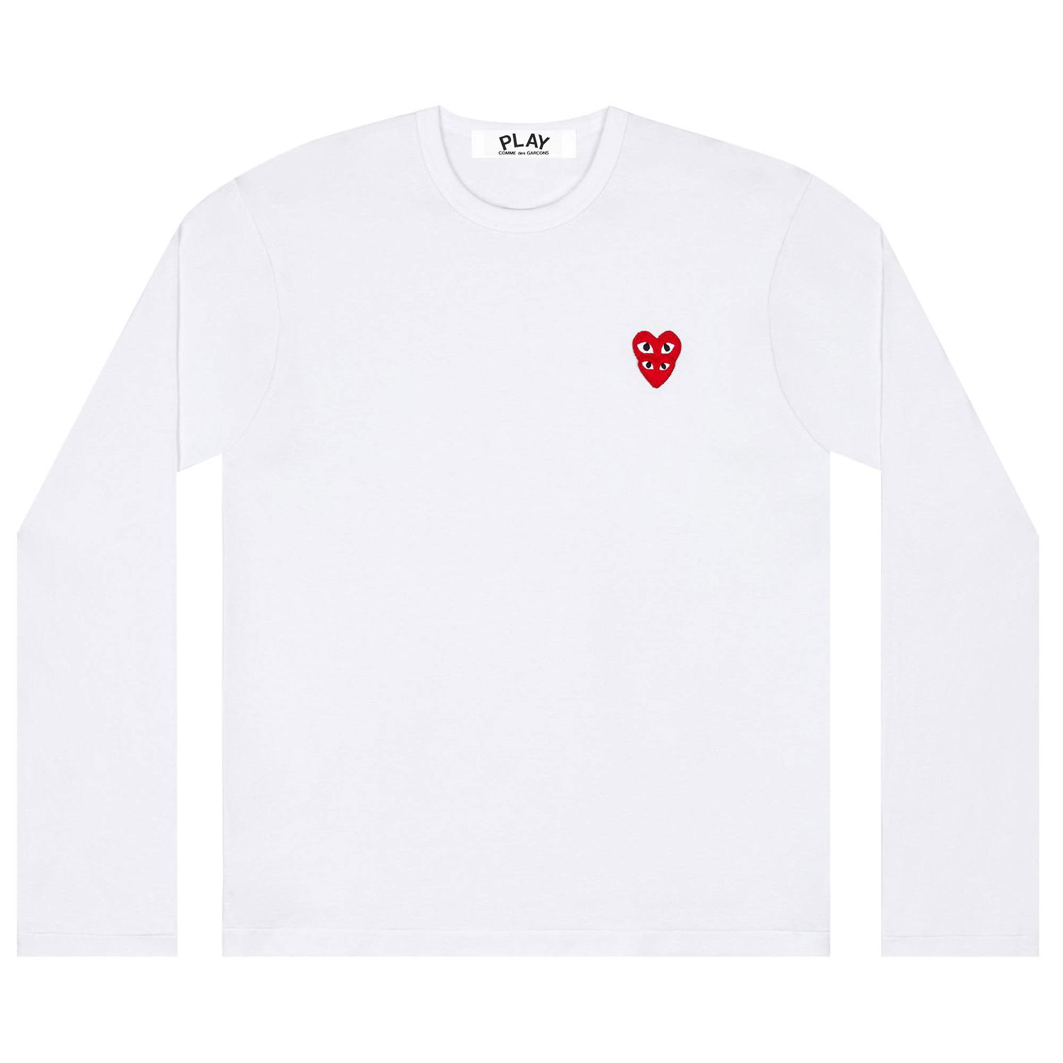 T-paita Comme des Garçons PLAY Double Heart Long-Sleeve T-Shirt Valkoinen | AZ T292 051 2, 1