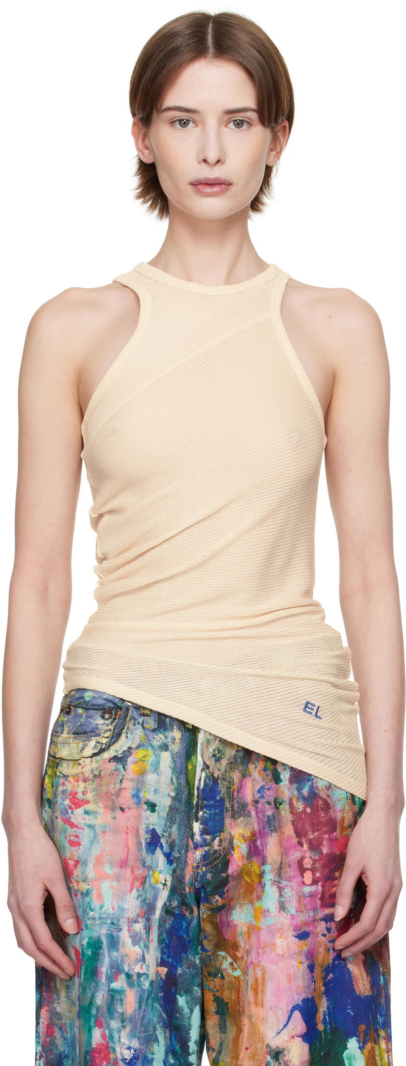Tankkitoppi Eckhaus Latta Eckhaus Latta Spiral Tank Top Beige | 1108-EL-PS25-O -