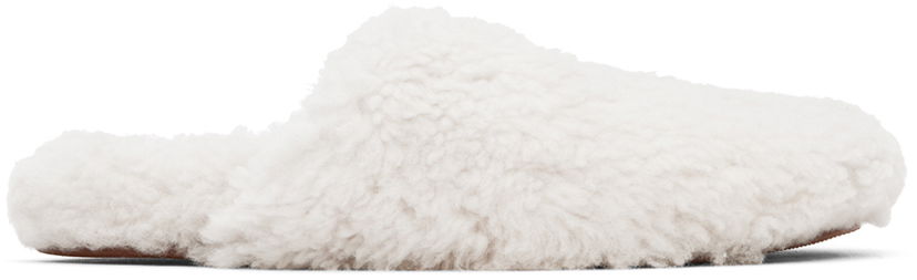 Vaatteet Yves Salomon Yves Salomon Merinos Curly Lamb Slippers Valkoinen | 25W23WAA342XXMECL