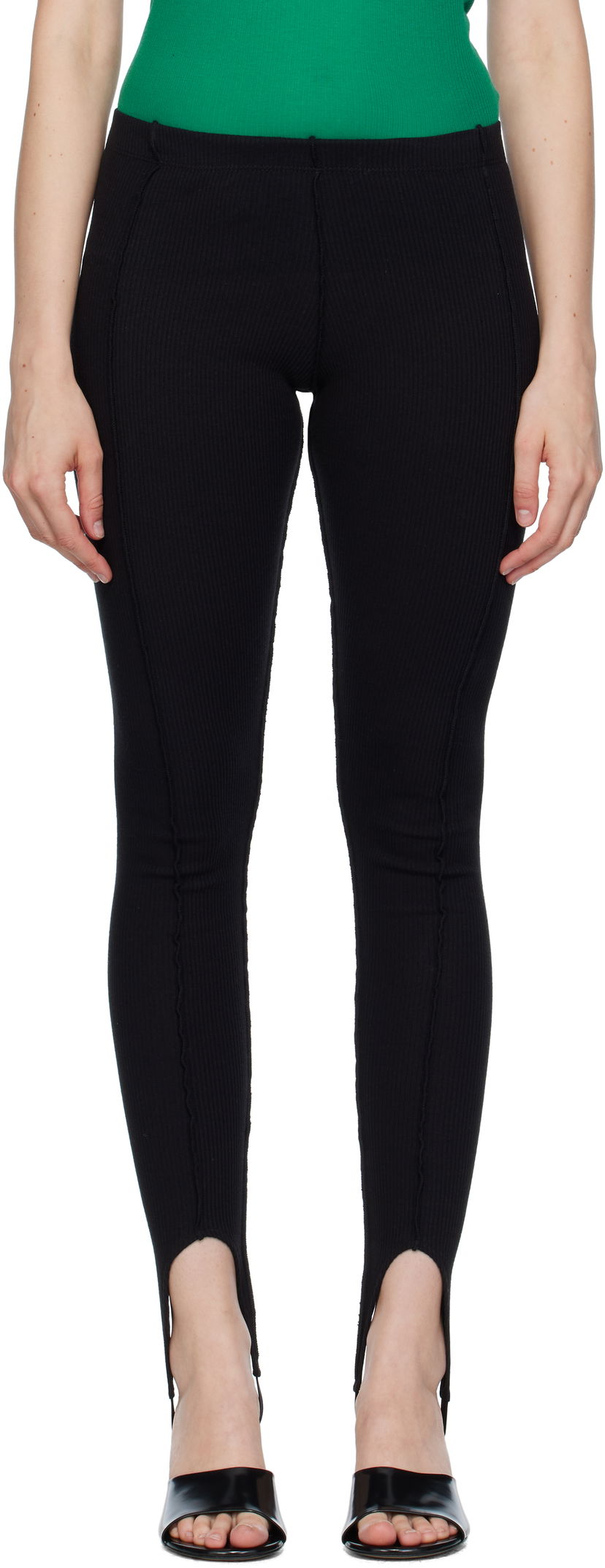 Leggingsit Baserange Baserange Sync Ribbed Stirrup Leggings Musta | PASL-RCR-AU25