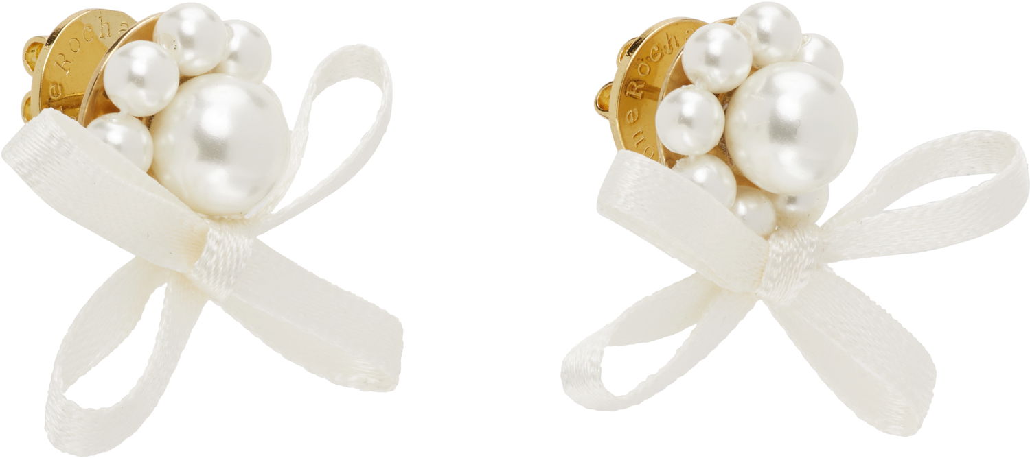 Korvakorut Simone Rocha Simone Rocha Petite Bow Daisy Stud Earrings Valkoinen | ERG552 0904, 1