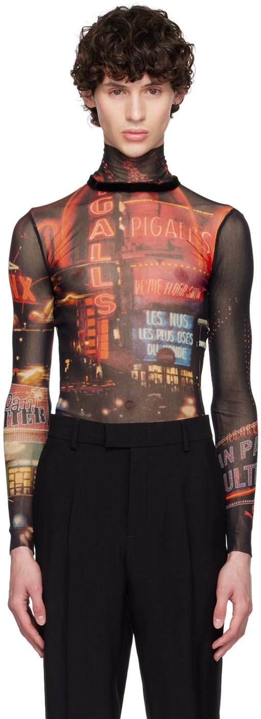 T-paita Jean Paul Gaultier Jean Paul Gaultier 'The Pigalle' Mesh Turtleneck Top Musta | 24/30-F-TO206-T552-00301550