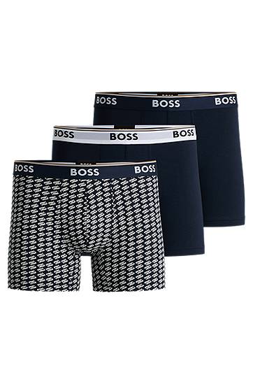 Nyrkkeilijät BOSS BOSS Three-Pack Stretch-Cotton Boxer Briefs with Logos Tummansininen | 50531685