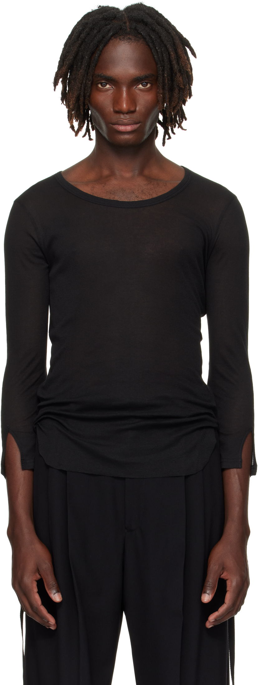 T-paita Ann Demeulemeester Ann Demeulemeester Margon Long Sleeve T-Shirt Musta | B0012875-FA434-099
