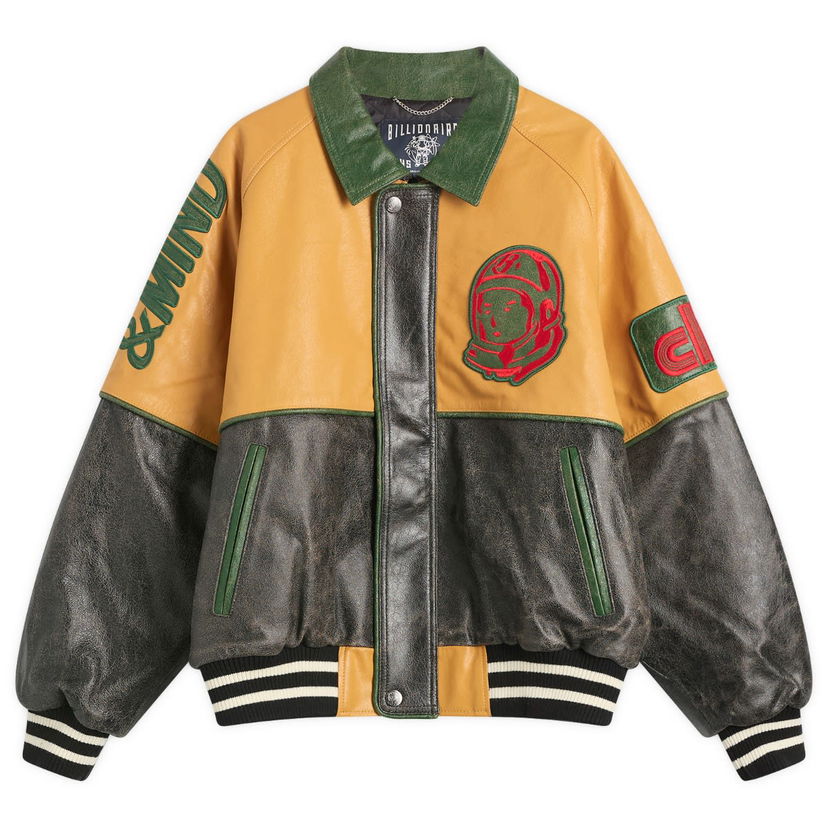 Bomber-takki BILLIONAIRE BOYS CLUB Billionaire Boys Club Cracked Leather Varsity Jacket, Size Medium Monivärinen | B25303-MUL