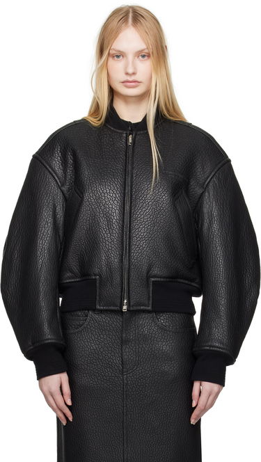 Bomber-takki Alexander Wang Alexander Wang Cropped Leather Bomber Jacket Musta | 1WC1252627, 0