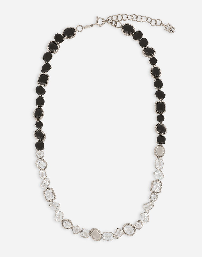 Kaulakoru Dolce & Gabbana 18K White Gold Necklace with Black and Clear Crystals Musta | WNQA2GWTSQS80001