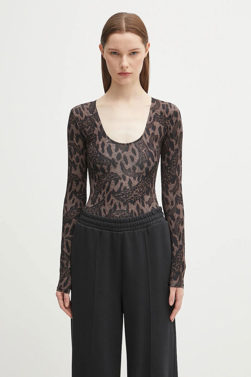 Body Fiorucci Fiorucci Banimalier Print Scoop Neck Bodysuit Ruskea | W02FPTBO225LY01BR01