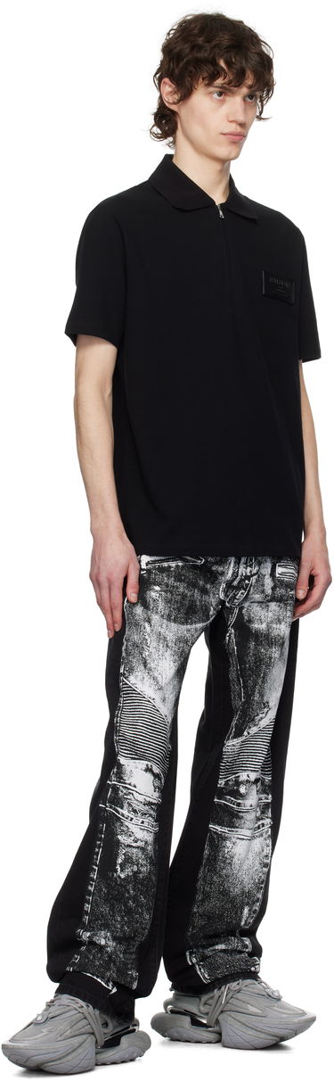 Jeans Balmain Balmain Loose-Fit Biker Print Jeans Musta | EH1ML155DF52, 3
