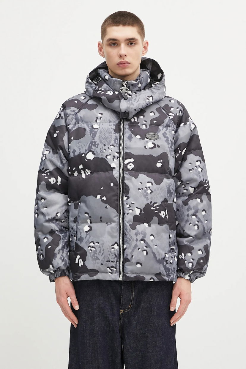 Puffer takki AAPE by A Bathing Ape AAPE Main Down Jacket Harmaa | AAPDNM7666XXN