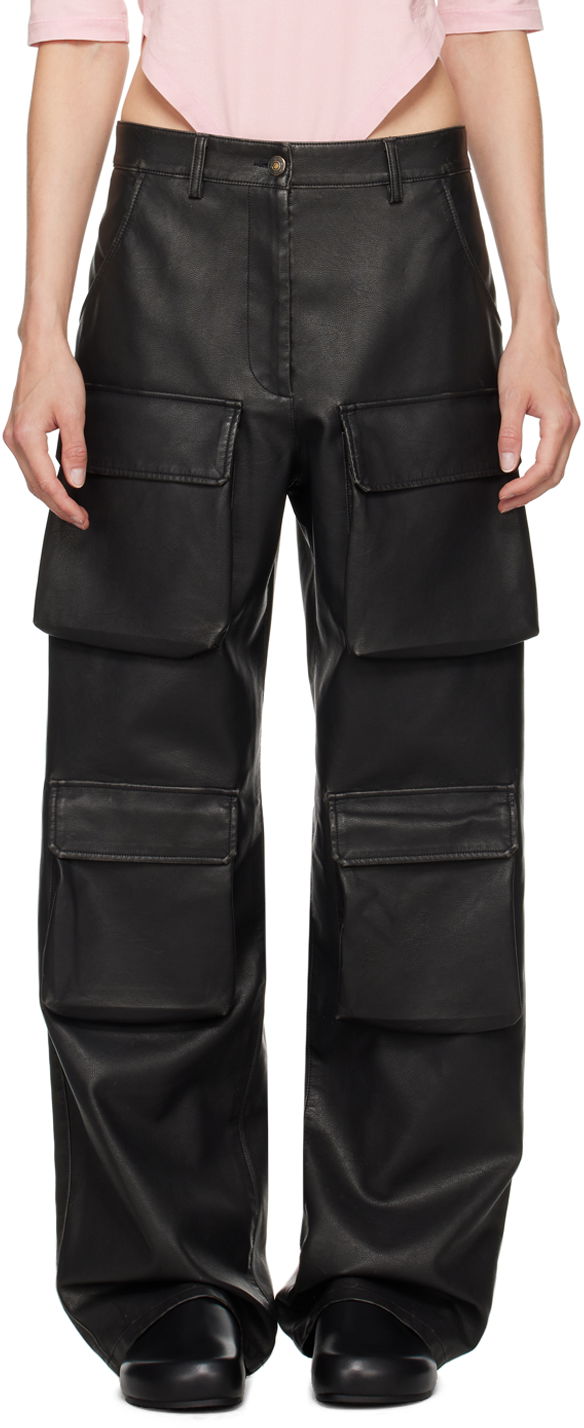 Cargo housut MSGM Faux-Leather Cargo Pants Musta | 3741MDP16L 247622