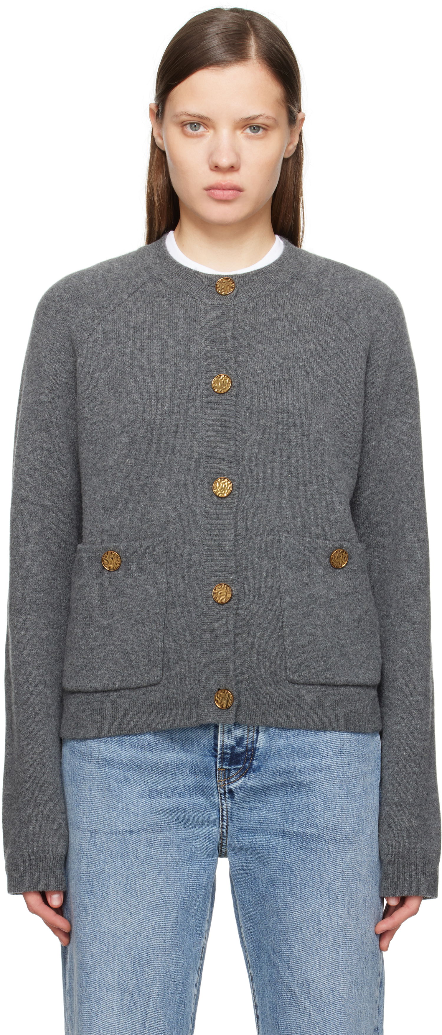 Villapaita TOTEME TOTEME Hammered Button Cardigan Harmaa | 251-WRT4357-YA0132, 0