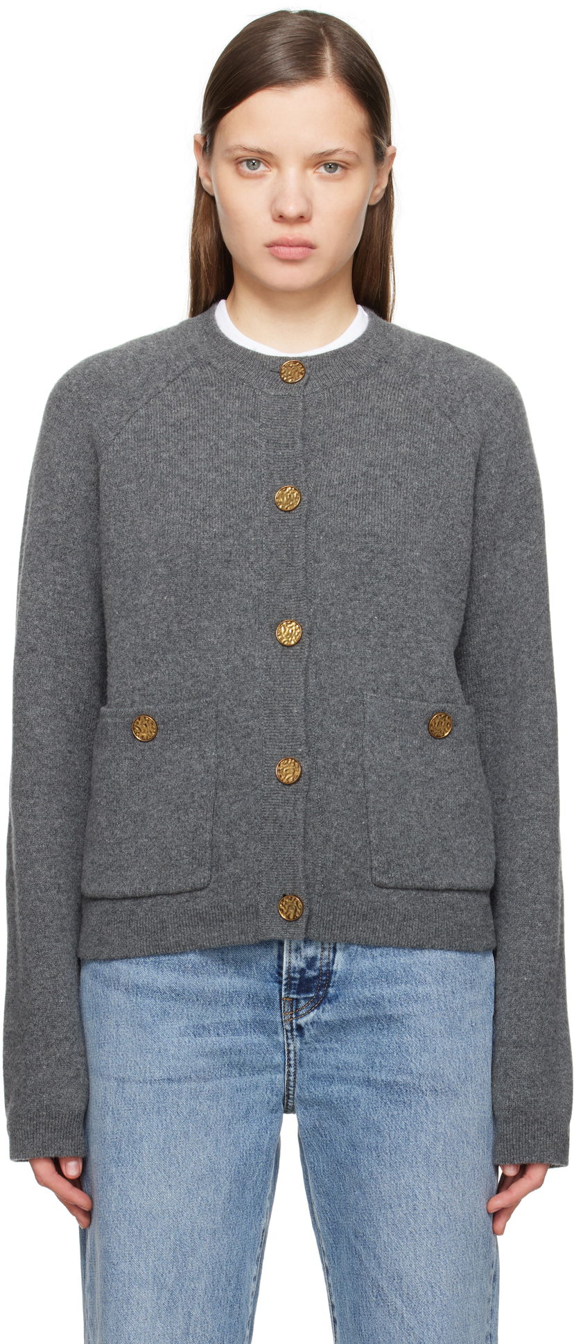 Villapaita TOTEME TOTEME Hammered Button Cardigan Harmaa | 251-WRT4357-YA0132