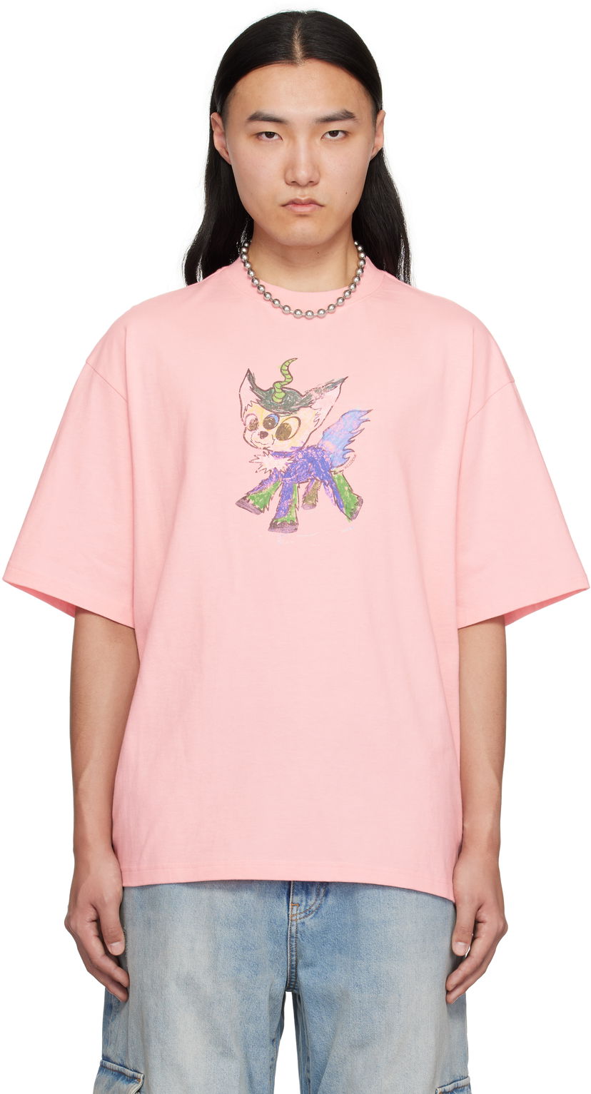 T-paita We11done We11done Jeff Monster Drawing T-Shirt Vaaleanpunainen | WD-TT0-25-744-U-PK