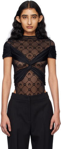 Marine Serre Draped Twist-Front Bodysuit