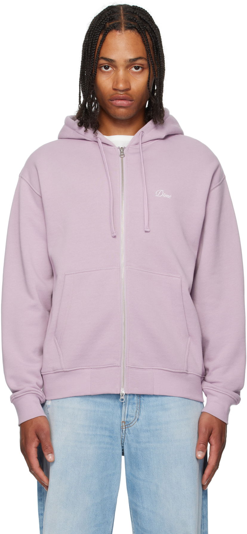 Huppari Dime Cursive Small Logo Zip Hoodie Violetti | DIMESU2549MAU