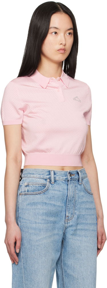 Poolopaita Alexander Wang Alexanderwang.t 3D Logo Mesh Cropped Polo Musta | 4KC2251017, 4