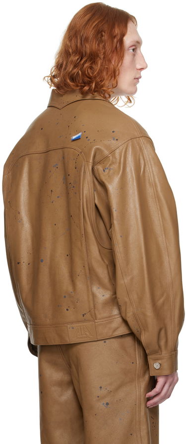 Takki ADER ERROR Paint Splatter Cropped Leather Jacket Ruskea | BN01SSJK0101BR, 2