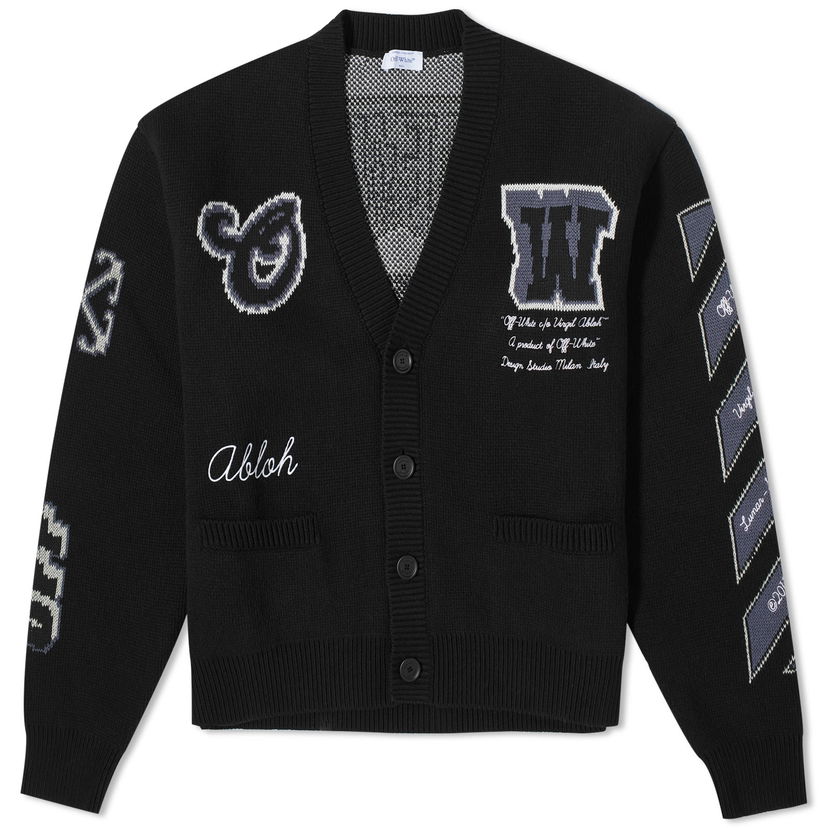 Villapaita Off-White Moon Varsity Cardigan Musta | OMHB019F23KNI0021010