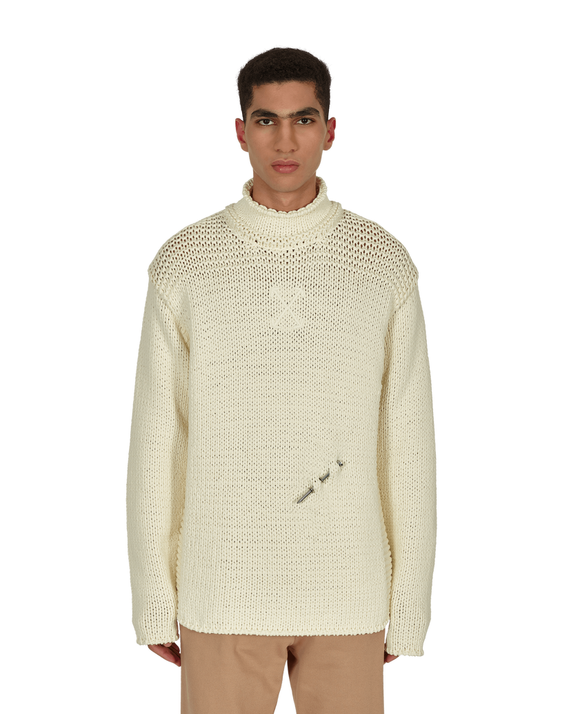 Villapaita Off-White Meteornail Knit Zip Mockneck Sweater Beige | OMHA122F21KNI001 6161