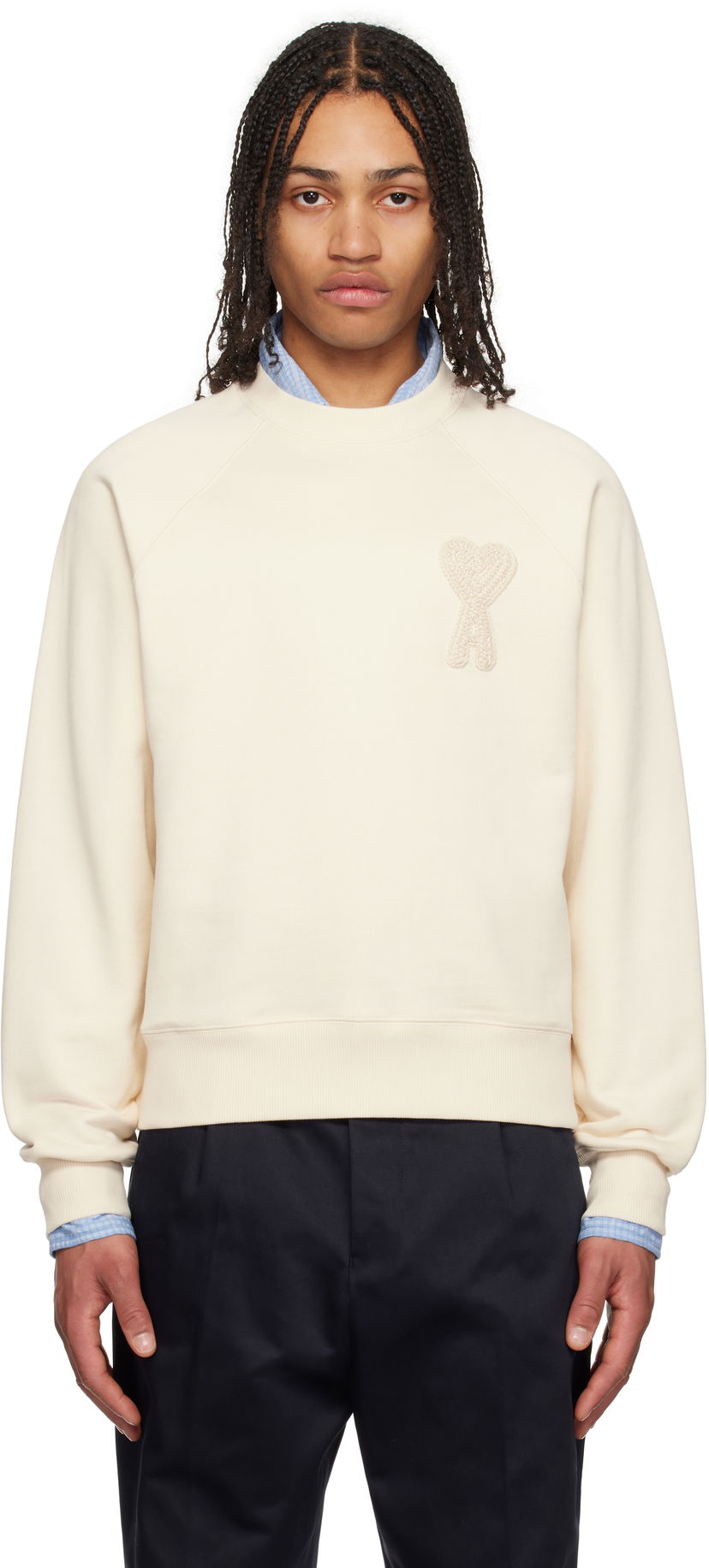 Villapaita AMI AMI Paris Cotton Ami de Coeur Patch Sweatshirt Beige | USW055.747
