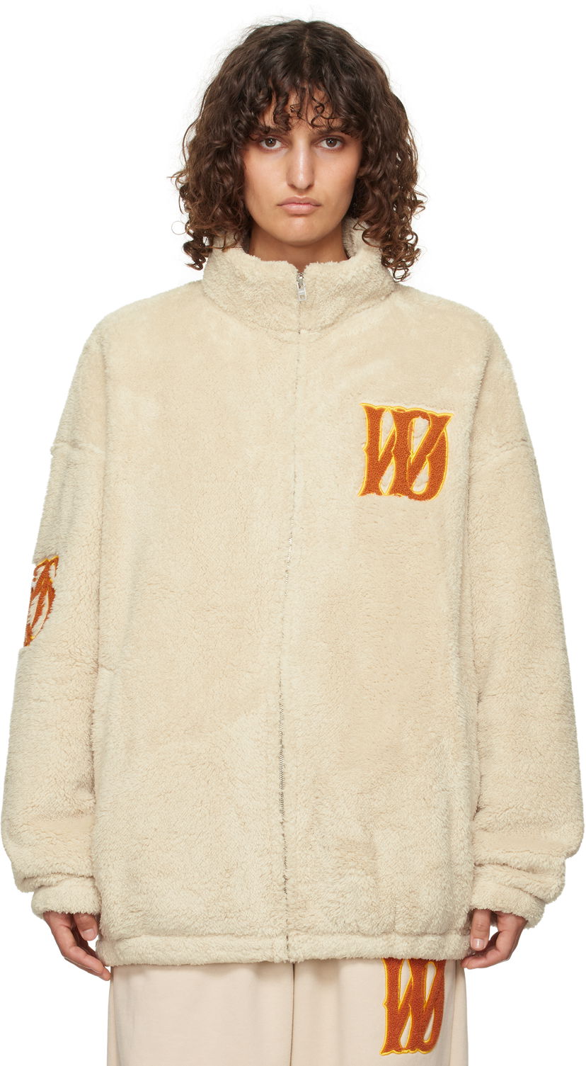 Huppari We11done We11done Bouclé Logo Fleece Jacket Beige | WD-TJ3-24-821-U-BG